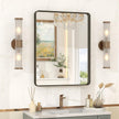 22x30 Inch Bronze Framed Bathroom Mirror, Brushed Bronze Metal Vanity Mirror, Bronze Rectangle Mirror, Rounded Corner, Tempered Glass, Anti-Rust, Shatterproof (Horizontal/Vertical)