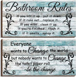 Jetec 2 Pieces Funny Bathroom Signs Bathroom Wall Decor Toilet Wall Accessories Farmhouse Toilet Rustic Wooden Signs, 12x6 Inch(Chic Style)