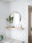 Boho Wallpaper Blue Wall Paper Peel and Stick Modern Blue and White Geometric Fireworks Contact Paper Renter Friendly Self-Adhesive Removable Bathroom Bedroom Laundry Room 17.3