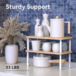 Cabinet Organizer Shelf, Spice Rack Set of 2 Kitchen Pantry Cupboard Shelves, Stackable, Height Adjustable, Natural Bamboo (15.6