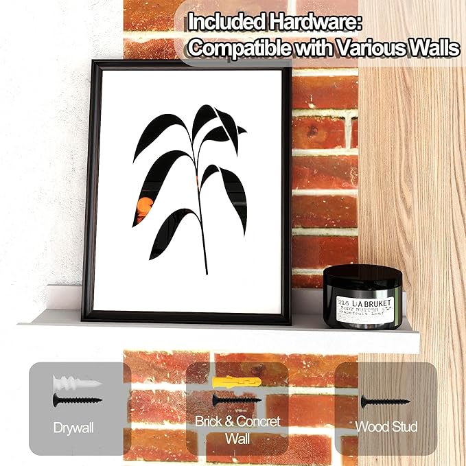 White Floating Shelves for Wall Decor, Wall Mounted Wood Storage Shelf for Bedroom, Living Room, Bathroom, Kitchen, Nursery, Display Picture Ledge Shelf with Lip Set of 2-14 Inches, White