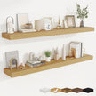 fuqing Floating Shelves for Wall, Wall Mounted Wood Floating Shelf with Invisible Brackets for Living Room, Bathroom, Bedroom, Kitchen Storage and Decor, 55 Inch Set of 2, Oak