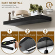 Fun Memories 55 Inch Fireplace Mantel Shelf -Long Floating Shelf, Wall Mounted Farmhouse Display Shelf with Invisible Heavy Duty Metal Bracket, Black