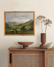 SHENIFY Landscape Vintage Framed Canvas Wall Art Classical Mountain Range Valley Prints Farmhouse Kitchen Office Decor - 8x10in Natural Framed