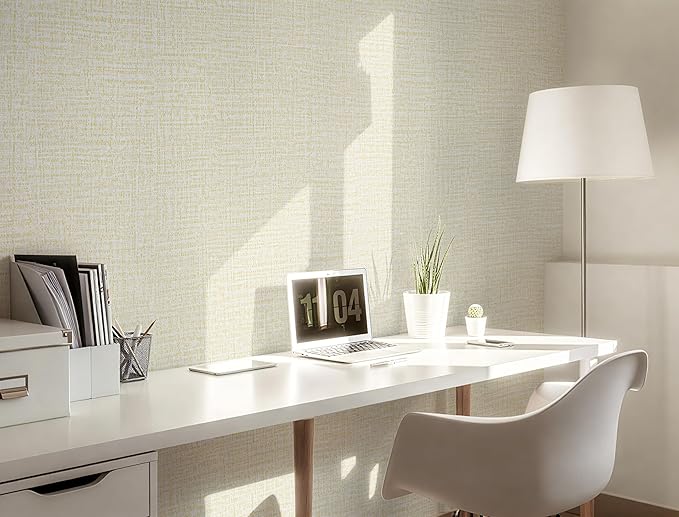 Guvana Grasscloth Peel and Stick Wallpaper Cream Textured Contact Paper Modern Removable Self Adhesive Wall Paper Thicken Fabric Faux Linen Wallpaper for Bathroom Wall Covering Vinyl 394inx15.7in
