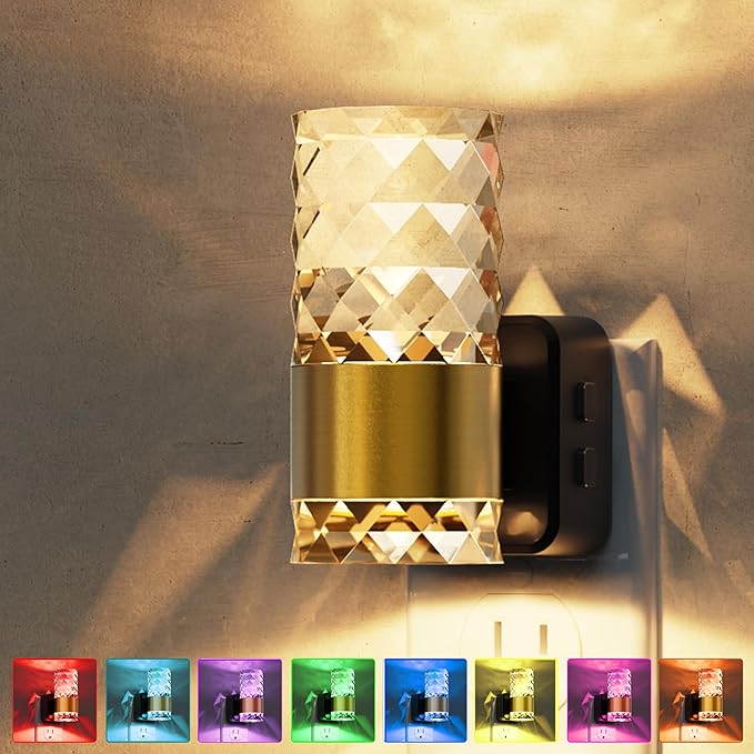 L LOHAS LED Night Light, Night Lights Plug into Wall, 10-Color RGB Change Nightlights,10/50/100LM Adjustable Automatic Nightlights Plug in with Dusk to Dawn Sensor for Room Bathroom Hallway