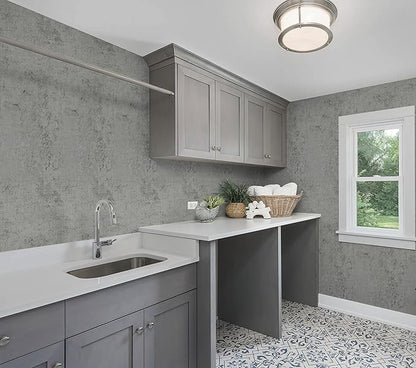 Guvana Grey Concrete Wallpaper Peel and Stick Gray Cement Wallpaper Faux Textured Limewash Contact Paper Modern Self Adhesive Removable Wall Paper for Bedroom/Bathroom Accent Wall Decor 15.7"x78.7"