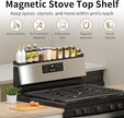 Magnetic Stove Top Shelf, 30 Inch Magnetic Silicone Kitchen Spice Rack for Back of Stove, Over the Stove Top Kitchen Organization, Oven Shelf, Seasoning Organizers, Easy to Clean, Black