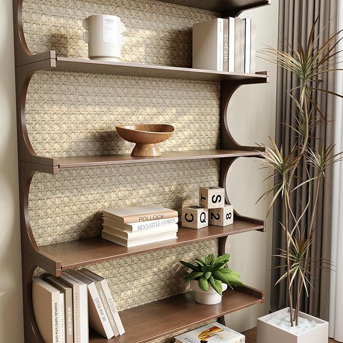 FunStick Tan Brown Rattan Wallpaper Peel and Stick Cane Webbing Wicker Weave Beige Rattan Contact Paper for Furniture Cabinets Waterproof Boho Faux Textured Wall Paper Self Adhesive Burlap Fabric Roll