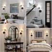 Rechargeable Battery Operated Wall Sconces Sets of 2, 15 Colors Wireless Wall Sconce, Black Wall Lights Fixture with Dimmable Bulbs and Remote, Not Hardwired Wall Mounted Lamps for Bedroom Living Room