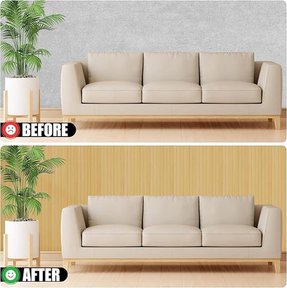 2 Pack Bamboo Wall Panel for Interior Wall Decor, Renewable Pole Wrap Wainscoting Roll Bamboo Covering Paneling for Wall Ceiling Office Bedroom Living Room (12" H x 96" L, Light-Carbonized)