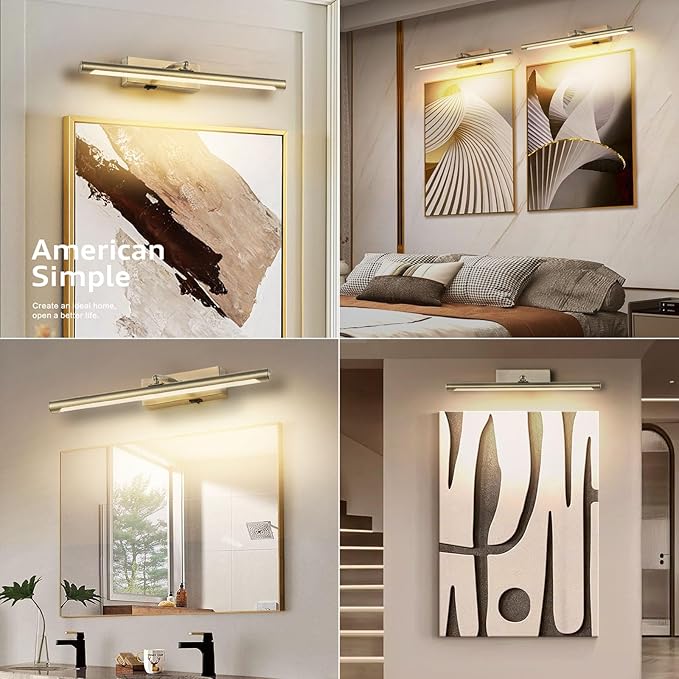 Picture Light for Wall Battery Operated, 20" Rechargeable Art Light with Remote and Timer for Painting, 9000mAh Wireless Wall Light for Display, Artwork, Portrait, Gallery, Bronze