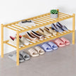 Smiry Bamboo Shoe Rack for Closet, 2 Tier Long Wooden Stackable Shoe Organizer, Free Standing Shoes Storage Shelf for Entryway, Front Door Entrance, Natural