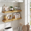 Fun Memories Floating Shelves 30 Inch, Wall Mounted Wood Shelf Set of 2, Farmhouse Decor for Bathroom, Bedroom, Kitchen, Living Room, Oak