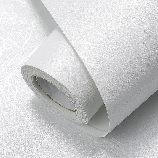 White Silk Wallpaper Embossed Peel and Stick Wallpaper A Set of 17.7 inch X 300 inch Textured Self-Adhesive Removable Contact Paper Waterproof Vinyl Roll for Bedroom Cabinet Furniture