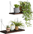 MITIME Floating Shelves Set of 2 Rustic Solid Wood Floating Shelf Wall Storage Shelves for Living Room, Bedroom, Bathroom, Kitchen Laundry, Office,no Drill Shelf(Retro Color M+M)