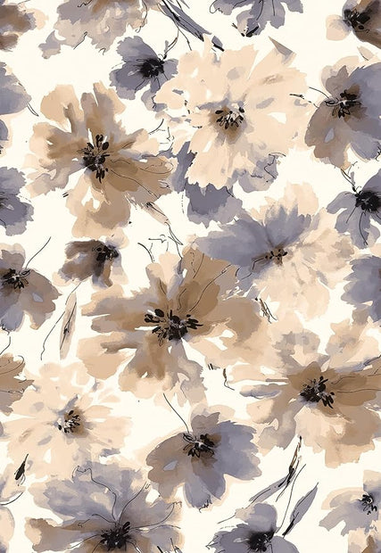 Floral Peel and Stick Wallpaper, Purple Watercolor Flower Contact Paper Peel and Stick for Bedroom Bathroom, Brown Vintage Removable Waterproof Self Adhesive Wall Paper 393"X17.3"(48.5 sq.ft)