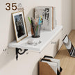 RICHFOCUS Floating Shelves for Wall Decor, 24Inch Rustic Shelves Set of 2, 24W x 8D Floating Shelves Wall Mounted with Metal Brackets, Wood Shelves for Living Room Bedroom Kitchen, White