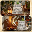 5 Pcs Islamic Table Decor Farmhouse Eid Ramadan Tiered Tray Decor White Stacked Books with Wood Bead Tassels Eucalyptus Leaves Eid Ramadan Block Signs Islamic Decoration for Home Kitchen