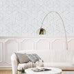 WENMER Geometric Hexagon Wallpaper Contact Paper 17.7 Inch x 394 Inch Geometric Hexagon Silver Peel and Stick Wallpaper Removable Vinyl Film for Home Drawer Shelf Use