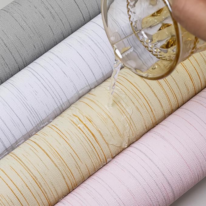 Beige Grasscloth Peel and Stick Wallpaper Texture Contact Paper A Set of 15.7" X 1200" Self-Adhesive Linen Removable Wallpaper Cabinets Counter Top Liners