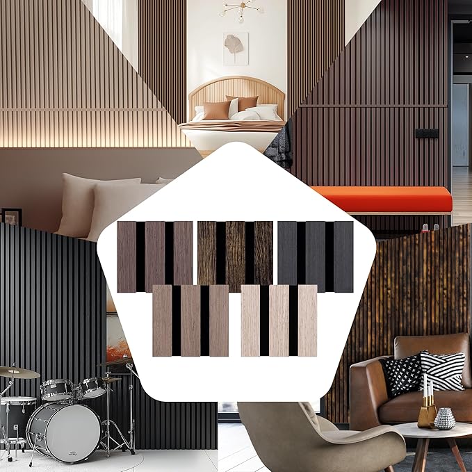 Mollywell Wood Panels for Wall, Time-Saving Installation, Versatile Wood Slat Wall Decor, Enhanced Acoustic & Sound Proof Fluted Design for Home & Office, Sample Pack, 4.2x3.9 Inch