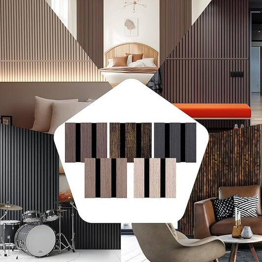Mollywell Wood Panels for Wall, Time-Saving Installation, Versatile Wood Slat Wall Decor, Enhanced Acoustic & Sound Proof Fluted Design for Home & Office, Sample Pack, 4.2x3.9 Inch