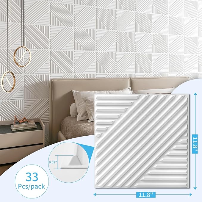 Art3d 33-Pack 3D Wall Panels for Interior Wall Decor, Textured Accent Walls Paneling for Living Room, Bedroom, TV Background, 12