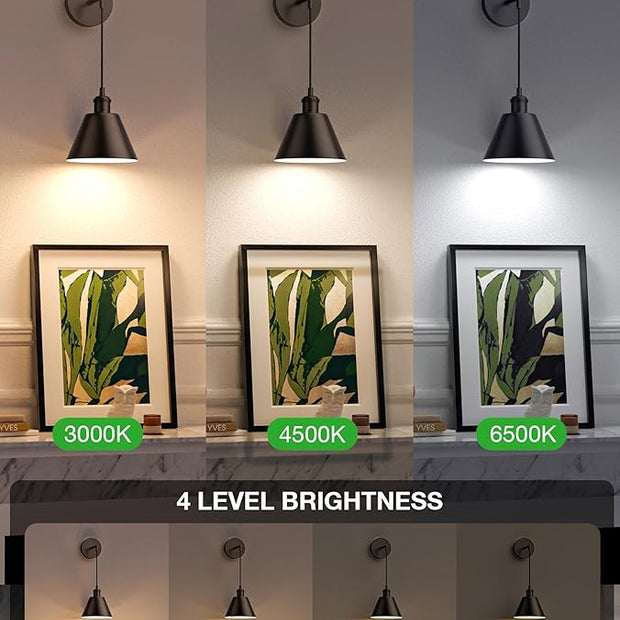 NIORSUN Matte Black Battery Operated Wall Sconce Set of 2, 5200mAh Dimmable Detachable Bulbs and Remote Wireless Rechargeable Wall Lights, 9 Colors Sconces Wall Decor for Bedroom Living Room Hallway