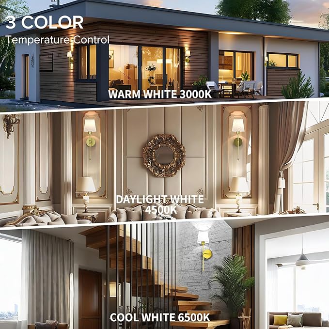 Stylish Battery Operated Wall Sconce, Set of 2 Wireless Wall Lights for Bedroom and Living Room, Remote-Controlled Wall Lamps with 12 Color Modes for Cozy Ambiance (Golden)