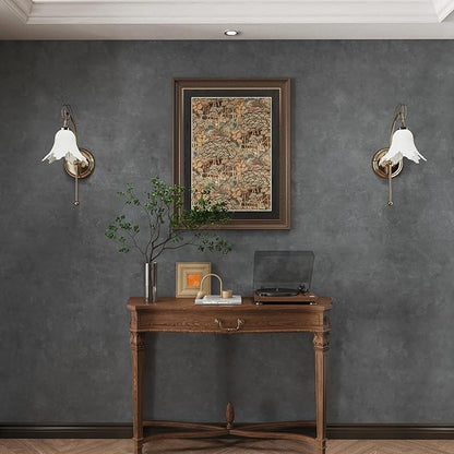 16"×591" Big Roll Large Size Thick Dark Blue Grey Concrete Wallpaper Peel and Stick Waterproof Gray Concrete Contact Paper Vinyl Adhesive Glossy Cement Sticker for Bedroom Living Room Gym Walls