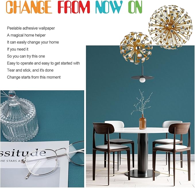 Amiya Teal Peel and Stick Wallpaper Solid Color Textured Contact Paper Pure Teal Self Adhesive Wallpaper Matte Removable Wall Paper Decorative Walls Decal Vinyl Roll A Set of15.7×400"