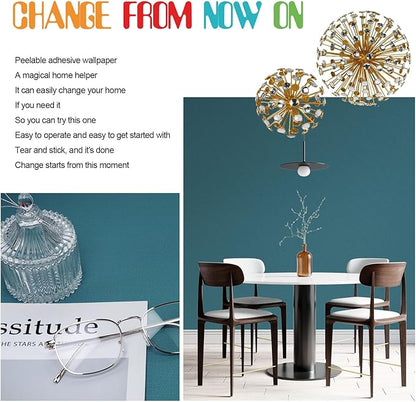 Amiya Teal Peel and Stick Wallpaper Solid Color Textured Contact Paper Pure Teal Self Adhesive Wallpaper Matte Removable Wall Paper Decorative Walls Decal Vinyl Roll A Set of15.7×400"