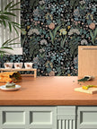 Peel and Stick Wallpaper Vintage Wall Paper Black Floral Contact Paper Removable Wallpaper 17.3