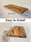 Floating Shelves for Wall Decor Wood Wall Mounted Shelves with LED Lights Set of 2, Sturdy Rustic Wood Shelves Farmhouse Shelf Hanging for Bathroom, Bedroom, Living Room, Kitchen (Battery powwer)