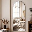 24x68 Arched Full Length Mirror Floor Mirrors with Aluminum Alloy Frame Free-Standing Wall Mounted Floor Mirrors or Large Dressing Mirror, Black Mirror Full Length