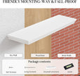 Fun Memories Floating Shelves 24 Inch Long, 9.3 Inch Deep Classic Crown Molding Floating Shelves for Wall, Rustic Wooden Shelves for Wall Decor Bathroom, Kitchen, Office, (White, 2Pack)