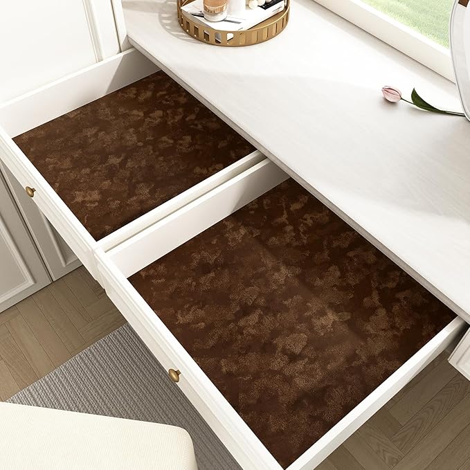 Wallercity Deep Brown Velvet Peel and Stick Wallpaper Self Adhesive Felt Sheets Wallpaper for Walls Cabinets Soft Flocking Fabric Contact Paper for Dressing Table Crafts Jewelry Box Shelf 11.8x78.7 IN