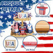 4th of July Decorations, Memorial Day Decorations, Independence Day Patriotic Tiered Tray Decor Set, 6 Pieces Fourth of July Centerpieces for Home Office Table Shelf, Red White and Blue Decorations