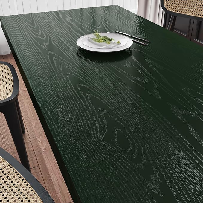 Wallercity Blackish-Green Wood Grain Contact Paper for Cabinets Dark Green Textured Wood Wallpaper Peel and Stick Countertops Vinyl Waterproof Wooden Wall Paper for Countertop Desk Table 15.8''x236''