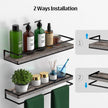Meangood Floating Shelves Wall Mounted Set of 2, Rustic Wood Wall Storage Shelves for Bedroom,Living Room,Bathroom, Kitchen Pine