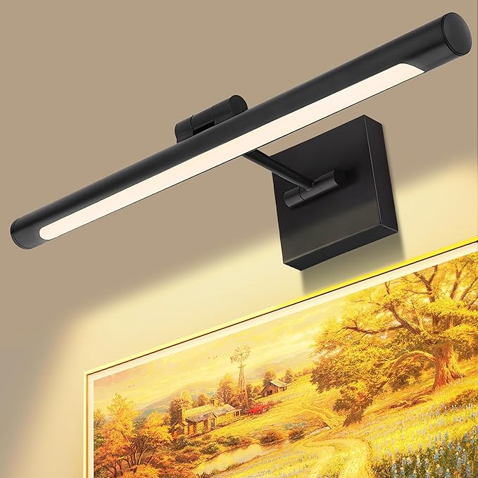 LED Picture Light, Hard-Wired Connection Dimmable Adjustable Artwork Light, 12W (60W Eqv.) CRI95+ 16.54" Black Gallery Light for Paintings Display Picture Frame Dartboard, Warm White 3000K