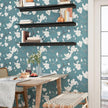 Vintage Floral Wallpaper Peel and Stick Blue Floral Contact Paper for Bedroom Waterproof Self Adhesive Boho Leaf Modern Wall Paper for Cabinets Locker Walls Bookcase Decor 17.5