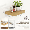 12 Inch Deep Floating Shelves | 16 Inch Oak Floating Shelves Set of 2 | 16W x 12D Rustic Shelves for Wall | Deep Wood Shelves for Living Room Bathroom Kitchen Bedroom