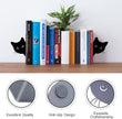 Bookends Metal Cat Book Ends, 1 Pairs Cute Bookends for Shelves Decorative for Home Office Desk Bookshelf Decor (Black, Full-face)