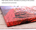 BetyHom Red Maple Sunrise Scenery by the Lake Canvas Wall Art with Lighted Candles LED (15.8x11.8 in)