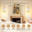 Vintage Battery Wall Sconce with Flower lampshade,Rechargeable Battery Powered Wall Lights,Wall lamp with 15 Colors for Bedroom Living Room Home Decor (Clear Rose, 2 Light Battery Operated)
