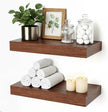 Floating Shelves for Wall, Bathroom Shelves Over Toilet, Wall Shelves & Book Shelf, Hanging Shelf, Modern Wooden Wall-Mounted Small Floating Shelves, 12x7x1.5 in (Walnut-Like, Set of 2)