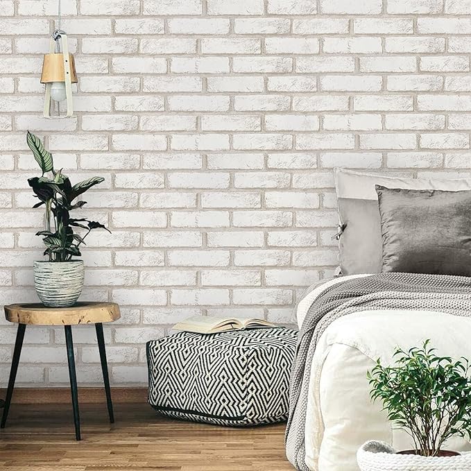 Timeet Brick Wallpaper Peel and Stick Wallpaper 3D Faux Brick Wallpaper Self Adhesive Brick Wall Paper Removable Wallpaper for Living Room Bedroom Decor Vinyl Roll 17.7