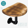 Navaris Industrial Pipe Shelf Set - 3 Small Rounded Wood Shelves with Shelf Brackets - 7.9